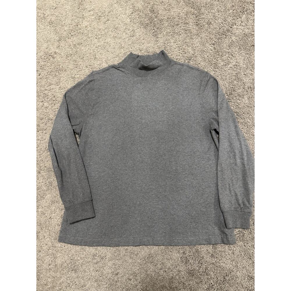 Lands End Women’s Gray Mock Neck Pullover Winter Fall Shirt Medium